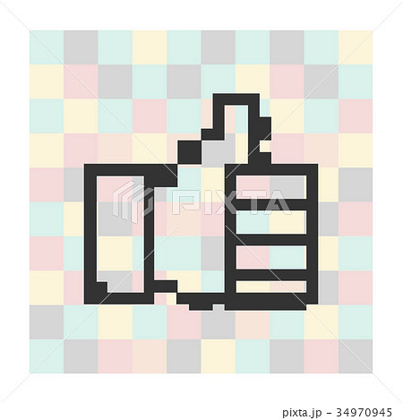 Vector pixel icon  thumbs up on a square backgroun 34970945
