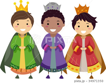 Stickman Kids Three Wise Men Illustration 34971350