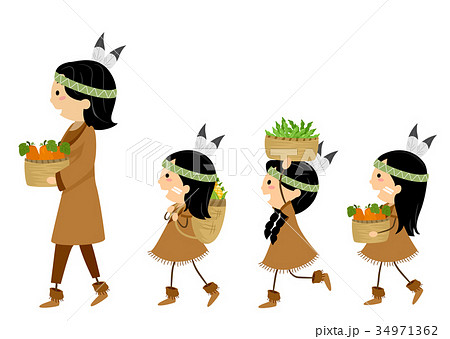 Stickman Kids Girls Native American Harvests Stickman Kids Girls Native American Harvests 34971362