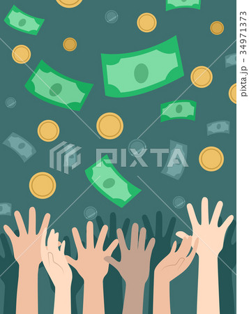 Hands Falling Money Illustration 34971373