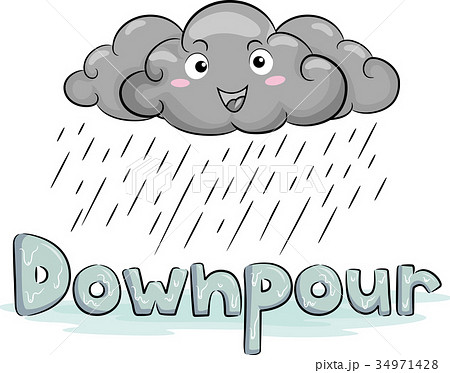 Cloud Mascot Rain Downpour Illustration Cloud Mascot Rain Downpour Illustration 34971428