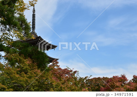 五重塔と紅葉 34971591