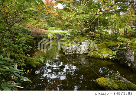 池と紅葉 34971592