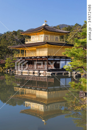 Kinkakuji golden pavilion with water reflection 34972486
