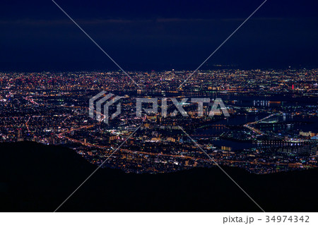 六甲山から見る神戸の夜景 34974342