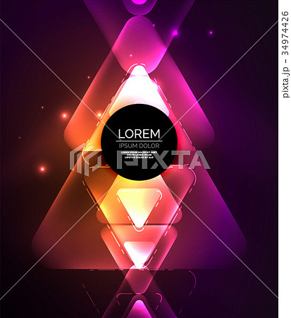 Glass glowing bright triangles on dark space 34974426