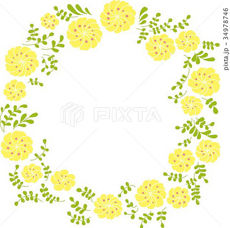 黄色い花のフレームのイラスト素材