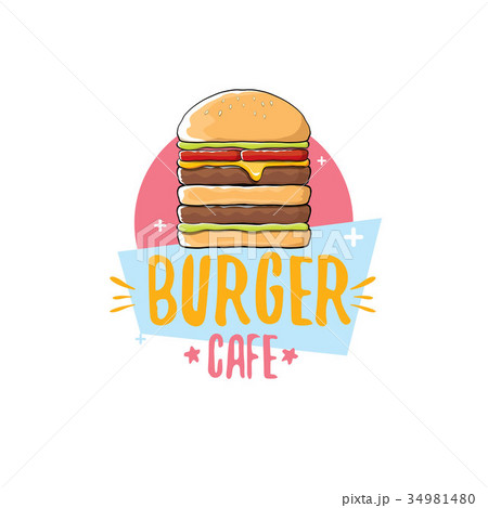 vector cartoon burger cafe logo design template vector cartoon burger cafe logo design template 34981480