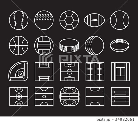 Sport Balls and Playing Field Icon set 34982061