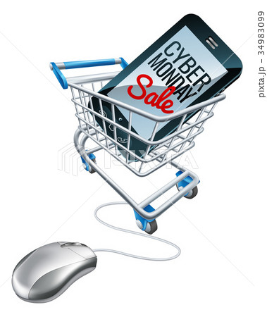 Cyber Monday Sale Phone Trolley Mouse Sign 34983099