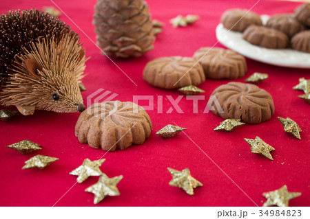 Traditional Christmas Marzipan  chocolate cookies. 34984823