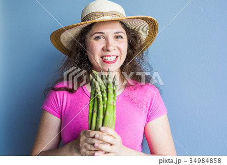 Close-up portrait of funny surprised woman is 34984858