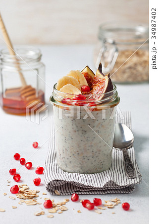 overnight  oatmeal with fruits 34987402