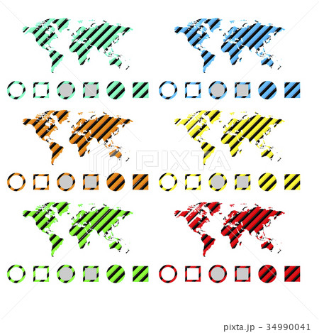 Vector set of world map of different colorf 34990041