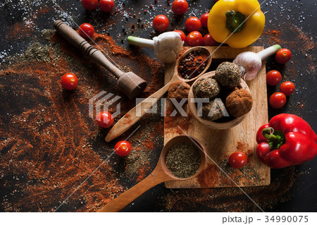 Spicy cheese assortment. Healthy rustic food 34990075