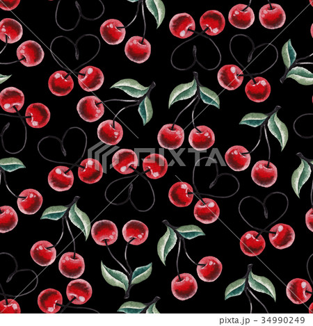 Watercolor cherry pattern Watercolor cherry pattern 34990249