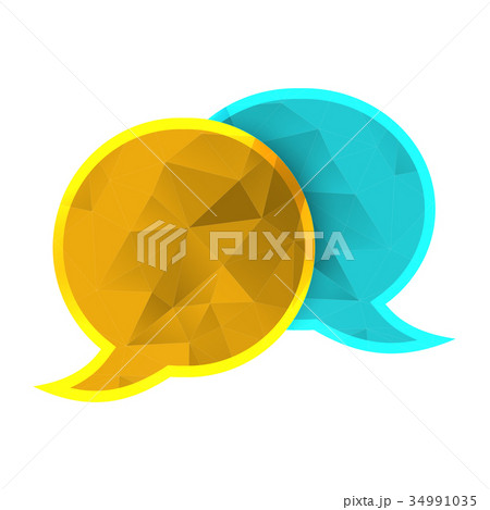 Two vector polygonal speech bubble chat Two vector polygonal speech bubble chat 34991035
