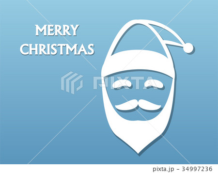 Santa Claus hat and beard on blue background Santa Claus hat and beard on blue background 34997236