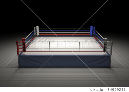 3d Rendering Of An Empty Boxing Ring In The Darkのイラスト素材