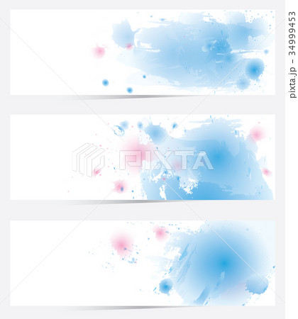 Vector set of three watercolor bannner. 34999453