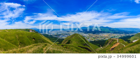 ラピュタの道（震災後）阿蘇ミルクロードからの眺め　パノラマ 34999601
