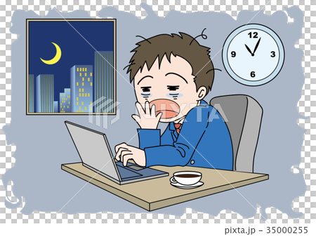 Company employee working overtime Company employee working overtime 35000255