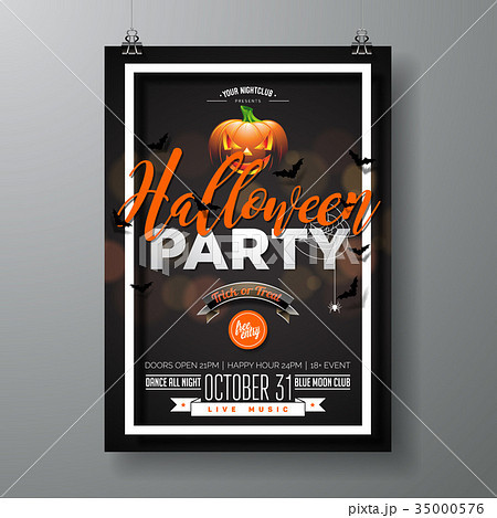 Halloween Party vector illustration with pumpkin 35000576