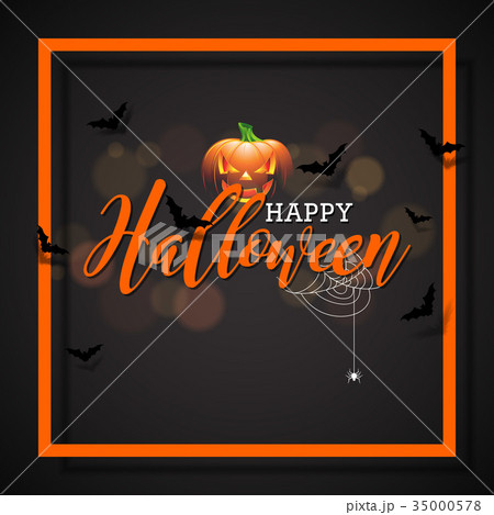 Happy Halloween vector illustration with pumpkin 35000578