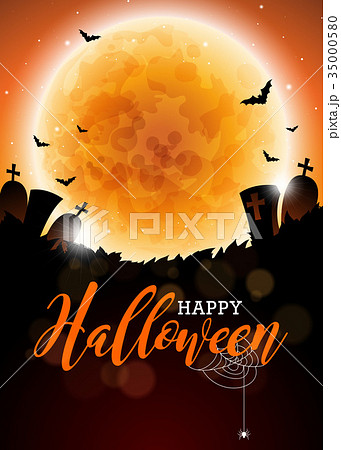 Happy Halloween vector illustration with moon 35000580