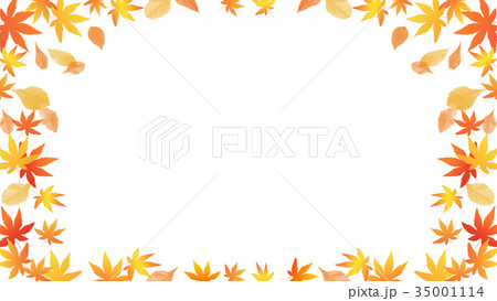 秋のイメージ 白背景に紅葉 アスペクト比16 9 のイラスト素材