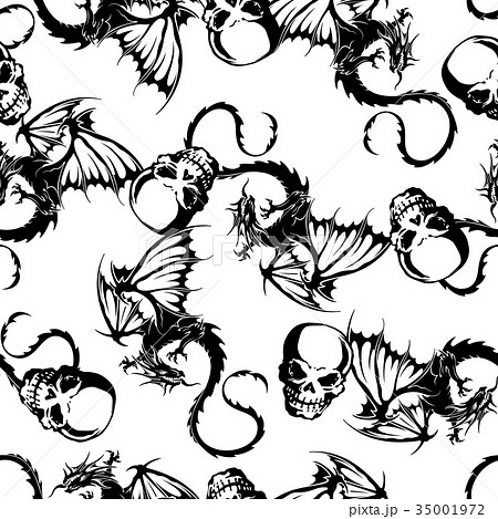 スカルとドラゴンのパターン, 35001972
