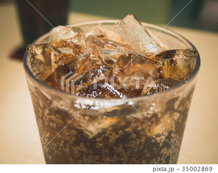 glass of cola with ice cubes,Drink Soda glass of cola with ice cubes,Drink Soda 35002869