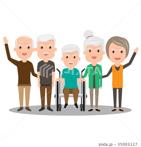 Group of elderly people stand together. Group of elderly people stand together. 35003127