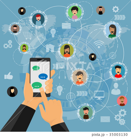 Social Media Network Application. Flat Design for  35003130
