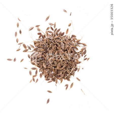 Pile of Caraway Seeds Isolated on White Background Pile of Caraway Seeds Isolated on White Background 35003326