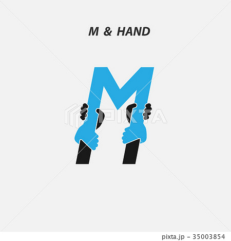 M - Letter abstract icon & hands logo design  35003854