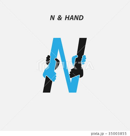 N - Letter abstract icon & hands logo design  35003855