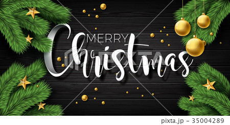 Vector Merry Christmas Illustration on vintage Vector Merry Christmas Illustration on vintage 35004289