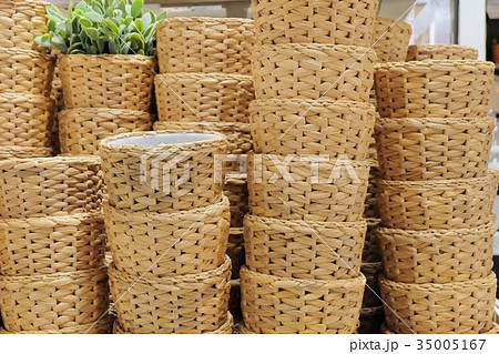 Stack of Water Hyacinth Wicker Weave Containers Stack of Water Hyacinth Wicker Weave Containers 35005167