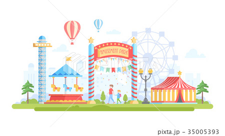 City with amusement park - modern flat design 35005393