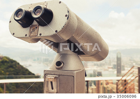 Tourist telescope in Hong Kong city 35006096