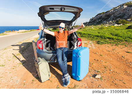 transport, leisure, road trip and people concept - transport, leisure, road trip and people concept - 35006846