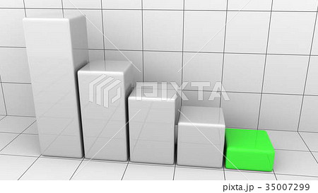 Abstract descending chart with green last bar 35007299