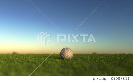 Golf ball on the grass, shallow focus. 3D Golf ball on the grass, shallow focus. 3D 35007311