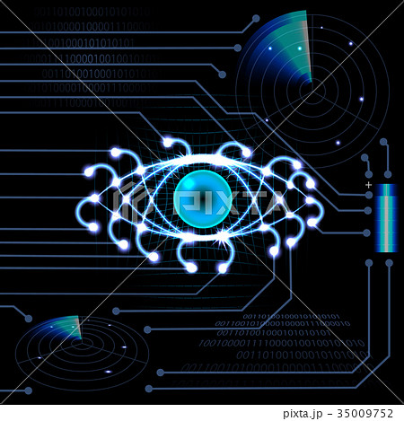 Brilliant HUD eye on a black background with light 35009752