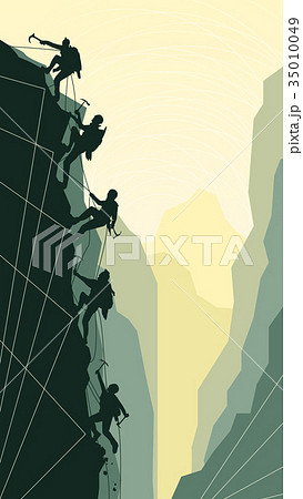 Vertical illustration of alpinists. Vertical illustration of alpinists. 35010049