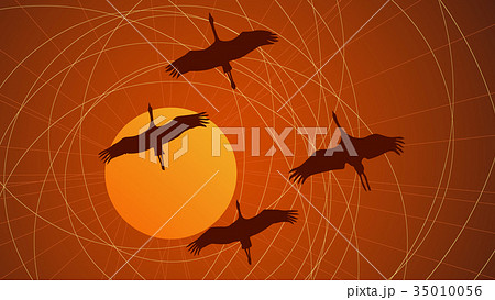 Abstract cartoon illustration flock of cranes. Abstract cartoon illustration flock of cranes. 35010056