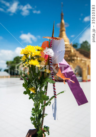 Flower worship to Pyi Daw Aye pagoda in Kawthaung Flower worship to Pyi Daw Aye pagoda in Kawthaung 35010383