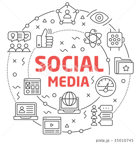 Social Media Linear illustration slide for the Social Media Linear illustration slide for the 35010745