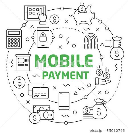 Mobile payment Linear illustration 35010746